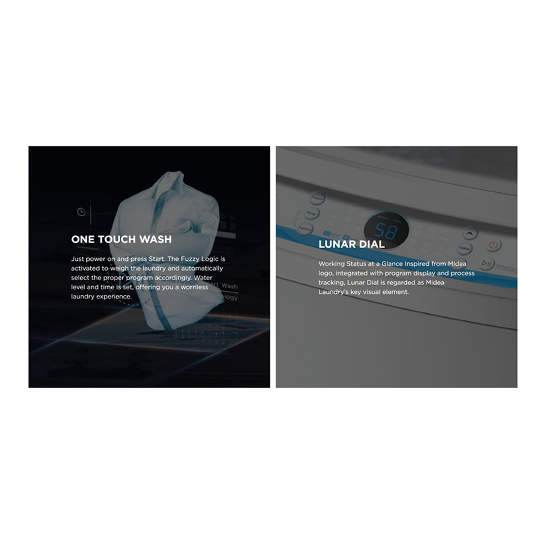 Midea 10.5KG Top Load Washing Machine With Inverter Quattro MA200W105D | Soft Close Lid | Auto Stop | Child Lock | Washing Machine | 2 Year Warranty