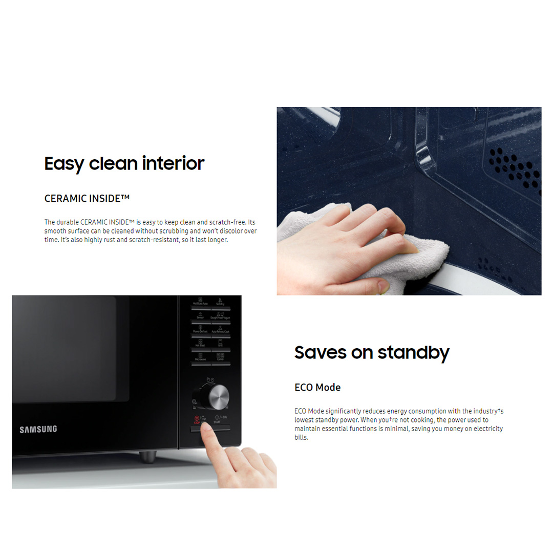 SAMSUNG 28L Convection Microwaves Oven with Slim Fry MC28M6035KW/SM | HOT BLAST™ | Ceramic Enamel Interior | Preheat | SLIM FRY™ | Eco Mode | Microwaves Oven with 1 Year Warranty