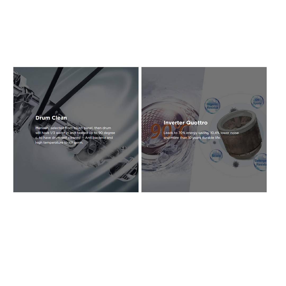 Midea 8.5KG/5KG Front Load Washer Dryer With Inverter Quattro MF100D85B | Inverter Motor | Auto Clean | 45min Rapid Wash | 2 Year Warranty