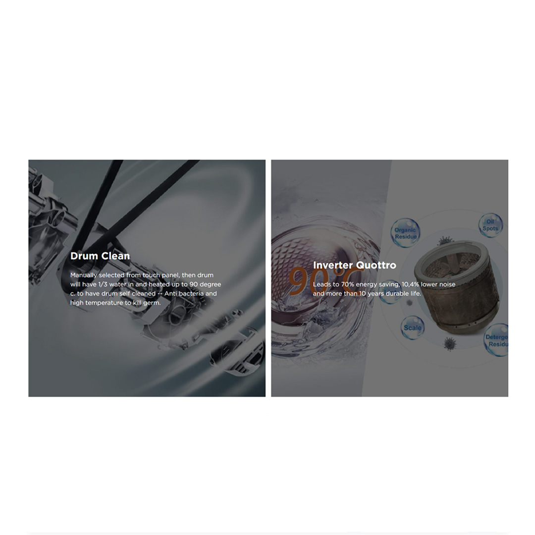 Midea 10KG/7KG Front Load Washer Dryer With Inverter Quattro MF200D100WB  | Inverter Motor | Smart Control | Auto Clean | 2 Years Warranty