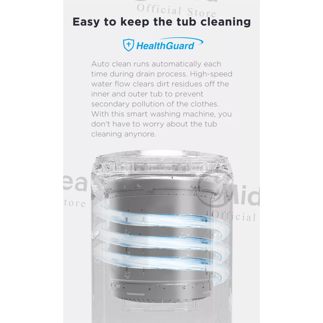Midea 8.5KG Top Load Washing Machine  MA100W85/WK/E  | Lunar Dial | Pulsator | 15' Quick Wash | One-Touch Smart Wash | Auto Clean | Easy-To-Clean Metal Lint Filter | Water Cub Tub | Washing Machine with 2 Year Warranty