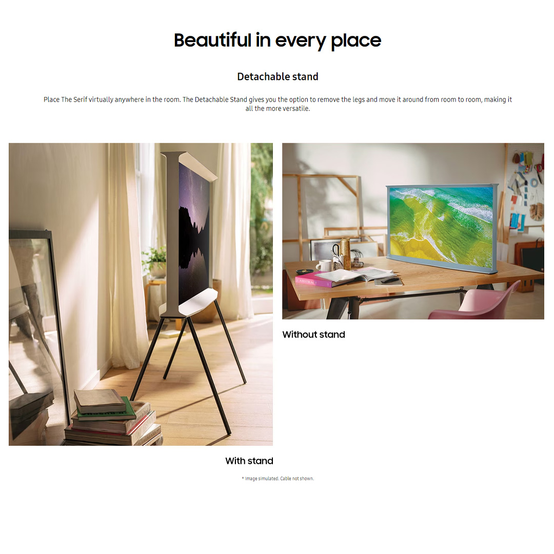 SAMSUNG 50" The Serif 4K Lifestyle Smart QLED TV QA50LS01BAKXXM | 360 All Round Design | Matte Display | Powerful Sound | Detachable Stand | Smart TV with 2 Year Warranty