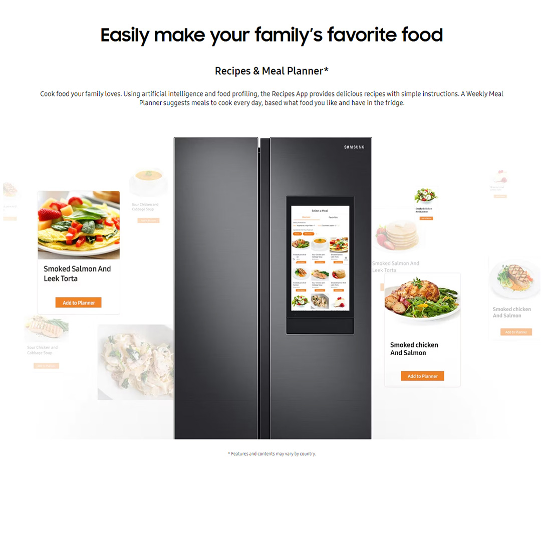 SAMSUNG 661L Side by Side Digital Inverter Refrigerator with Family Hub RS62T5F01B4/ME | View Inside | Smart View | TuneIn/Spotify | Internet | Refrigerator with 1 Year Warranty