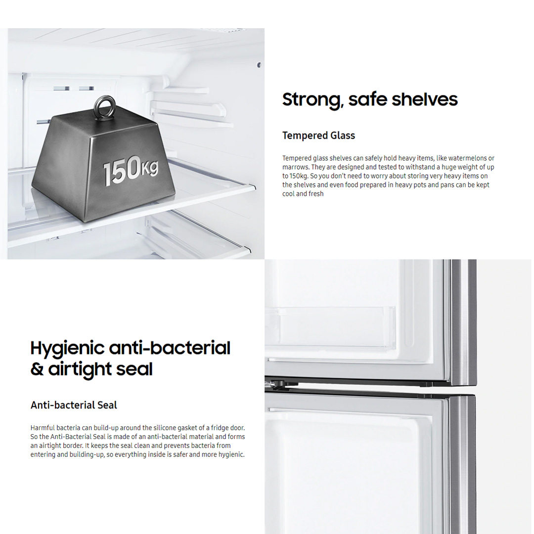 SAMSUNG 220L 2 Doors Top Mount Digital Inverter Refrigerator RT19M300BGS/ME | All-Around Cooling | Less Energy Consumption | Less Noise | No Frost | Refrigerator with 1 Year Warranty