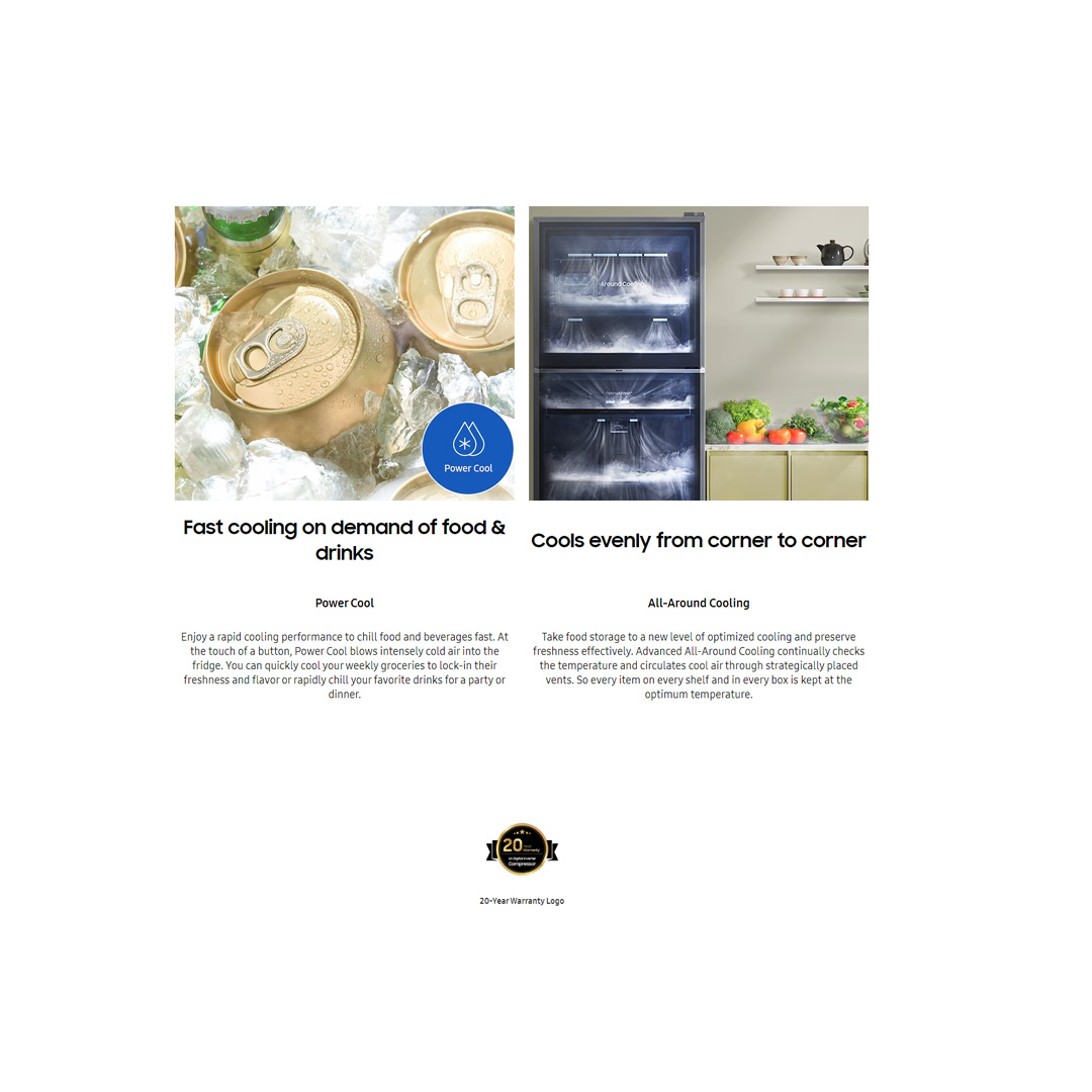 SAMSUNG 476L 2 Doors Top Mount Digital Inverter Refrigerator with Optimal Fresh RT47CG6444B1ME | SpaceMax™ | All-Around Cooling | Multi Flow | No Frost | Mono Cooling | Refrigerator with 1 Year Warranty