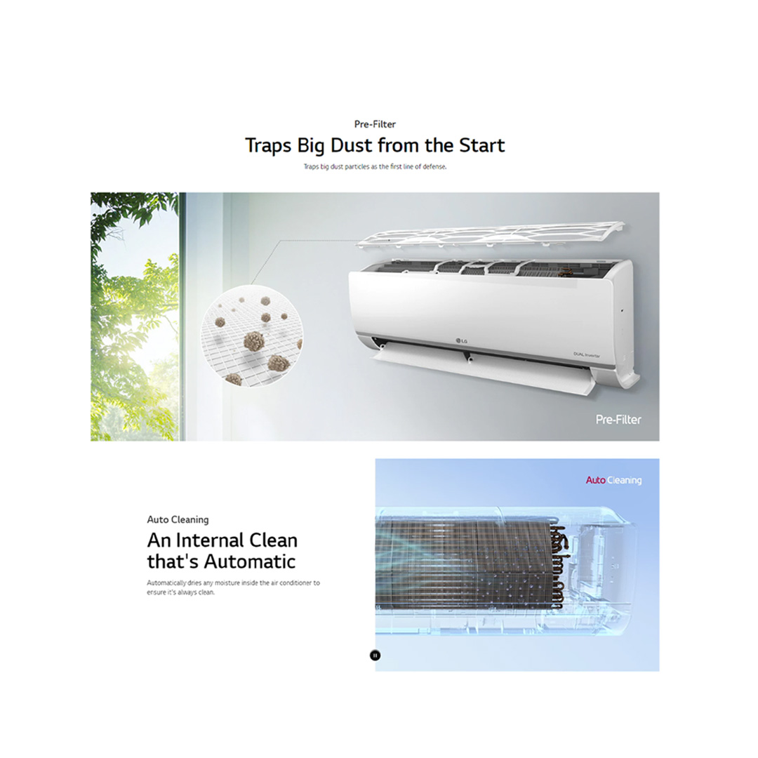 LG 2HP R32 Dual Inverter Wall Mount Air Conditioner S3NQ18KL2PA / S3UQ18KL2PA | Faster Cooling | Energy Saving | Less Noise | Air Conditioner with 2 Year Warranty