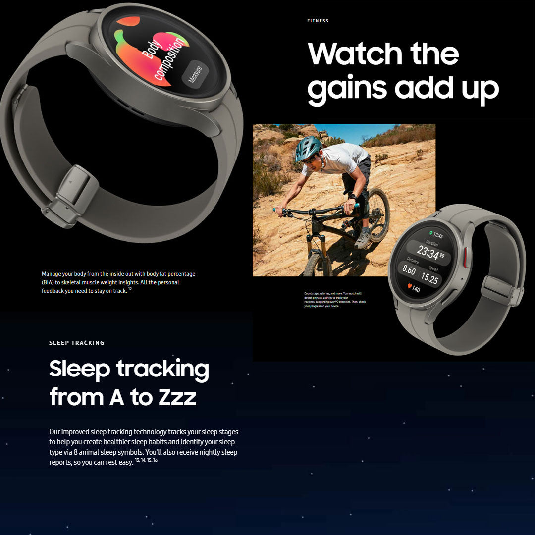 SAMSUNG Galaxy Watch5 Pro Bluetooth 45mm | GPS | Wi-Fi | NFC | Super AMOLED | Accelerometer | Smart Watch with 1 Year Warranty