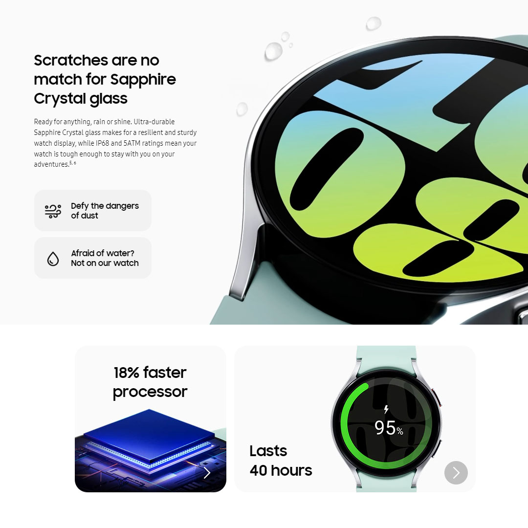 SAMSUNG Galaxy Watch6 Bluetooth 40mm / 44mm | Bluetooth v5.3 | 20% larger 30% slimmer | Sapphire Crystal Glass | Smart Watch with 1 Year Warranty