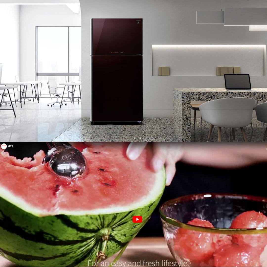 Sharp 610L 2 Doors Top Mount J-Tech Inverter Pelican Refrigerator SJP682MFGK | Plasmacluster Ion Technology | Hybrid Cooling System | AG CU Nano Deodoriser | Express Freezing | Refrigerator with 1 Year General & 12 Year Motor Warranty