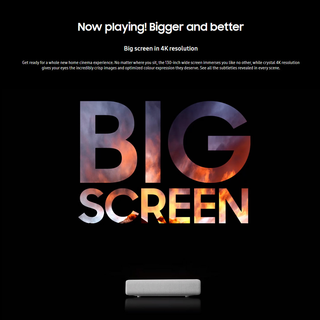 SAMSUNG The Premiere 4K Triple Laser Projector SP-LSP9TKAXXM | Triple Laser Technology | Premium Sound | Ultra Short Throw | Smart TV Experience | Projector with 2 Year Warranty