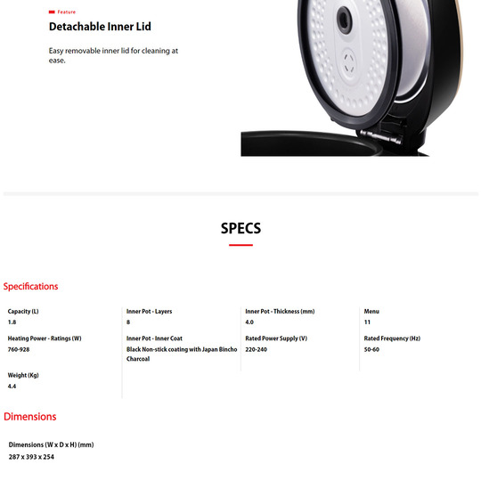 TOSHIBA 1.8L Binchotan Digital Series Digital Rice Cooker RC-18DR1NMY | 8-layer Bincho Charcoal Pot | 11-Auto Menu | Rice Cooker with 1 Year Warranty