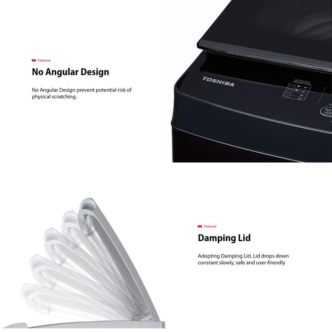 TOSHIBA 12KG Greatwaves Washer AW-DUK1300KM(SG) | Multi Programs | Tub Clean | Easy Kit | No Angular Design | Damping Lid | Child Lock | Heavy Wash | I Clean | Easy Kit | Washing Machine with 2 Year General & 3 Year Panel & 13 Year Motor Warranty