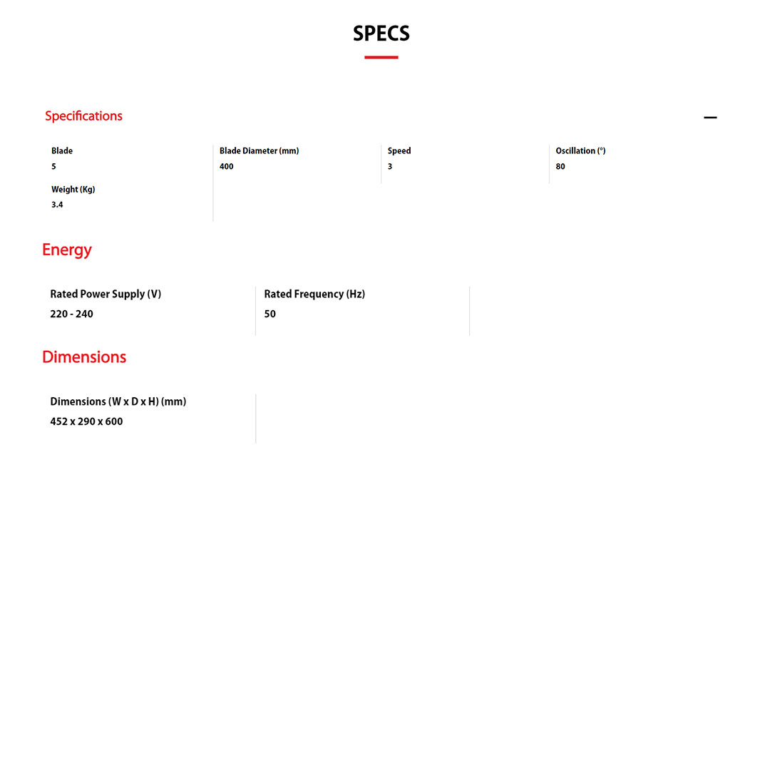 TOSHIBA 16" Table Fan F-TSA20(G)MY | 11m Blowing Distance | 5 Fan Blades Design | Table Fan with 1 Year Warranty