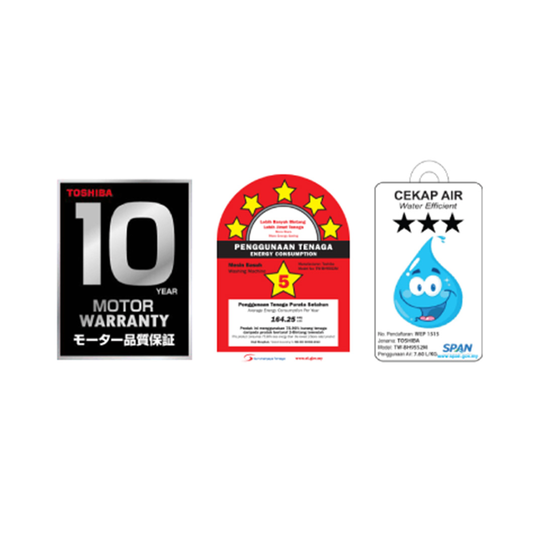 TOSHIBA 8.5KG Front Load Inverter Washing Machine TW-BH95S2M(WK) | Colour Protecting | 15 Minutes Quick Wash | Washing Machine with 2 Year General & 10 Year Motor Warranty