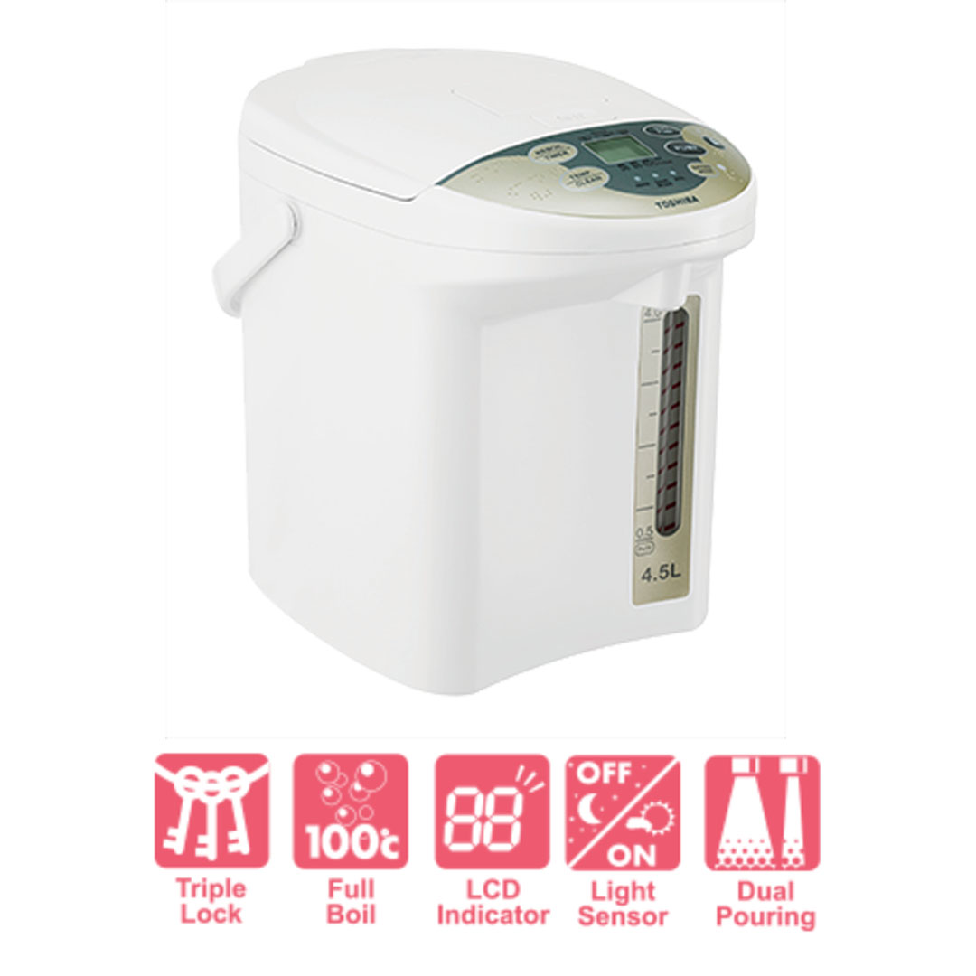 TOSHIBA 4.5L Thermopot PLK-45SFIM(WT) | Light Sensor Technology | No Scalding | Thermopot with 1 Year Warranty