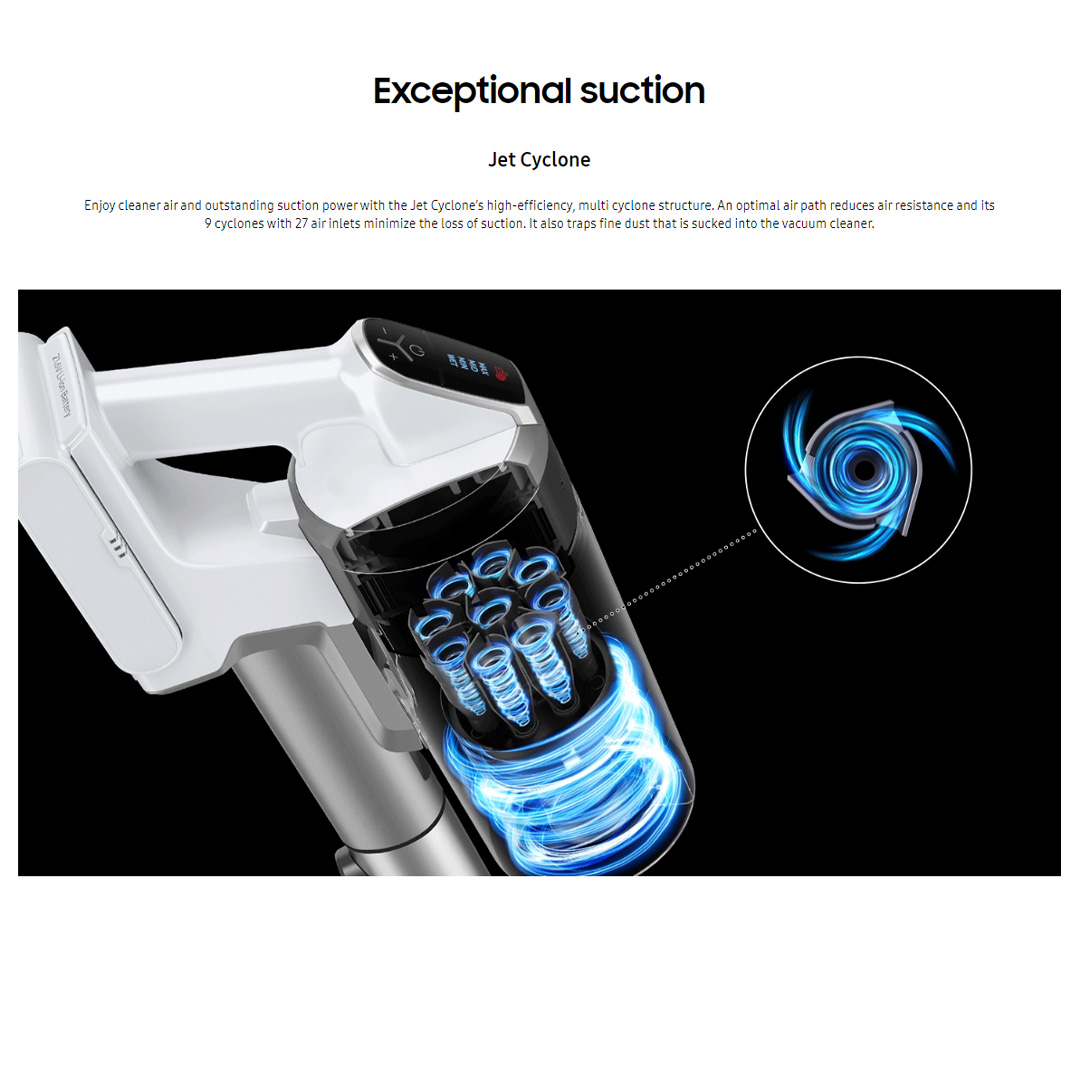 SAMSUNG 410W Jet 70 Multi Vacuum Cleaner Stick VS15T7034R4/ME | Jet Cyclone | 2-in-1 Charging Station | 99.999% Multi-layered Filtration System | Vacuum with 1 Year Warranty