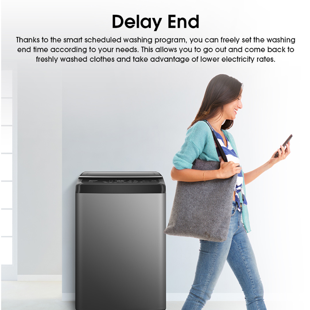 HISENSE 10.5KG Top Load DD Inverter Washing Machine WT5J1013DT | Tub Clean | Delay End | Memory Function | Soak Function | Powerful Waterfall | Mega Capacity | Bubble Clean | Extra Soft | Double Magic Filter | Washing Machine with 2 Year Warranty