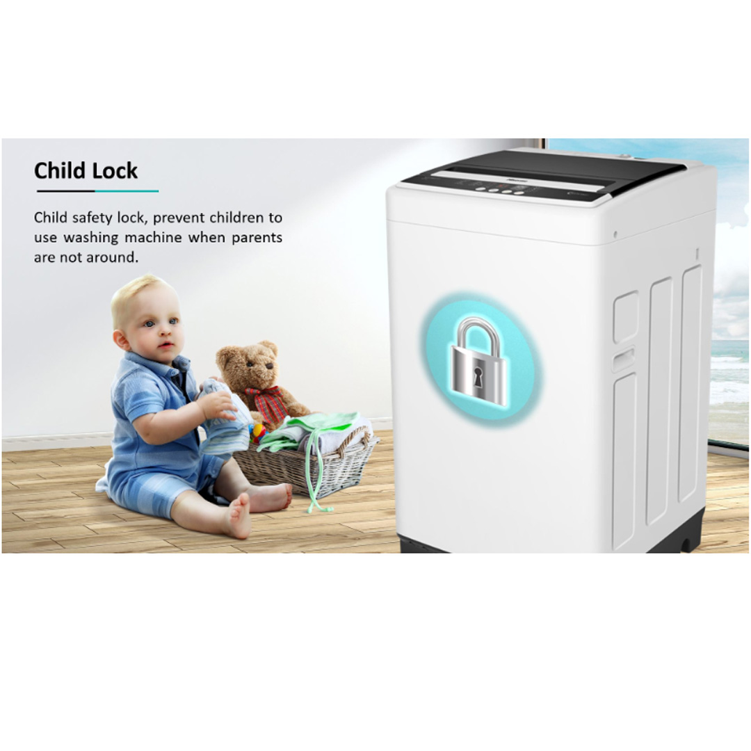 HISENSE 8KG Top Load Washing Machine with HIJAB Mode WTAR8011G | Air Dry | Aqua Preserve | Child Lock | LED Display | Buzzer | Tub Clean | Washing Machine with 2 Year Warranty