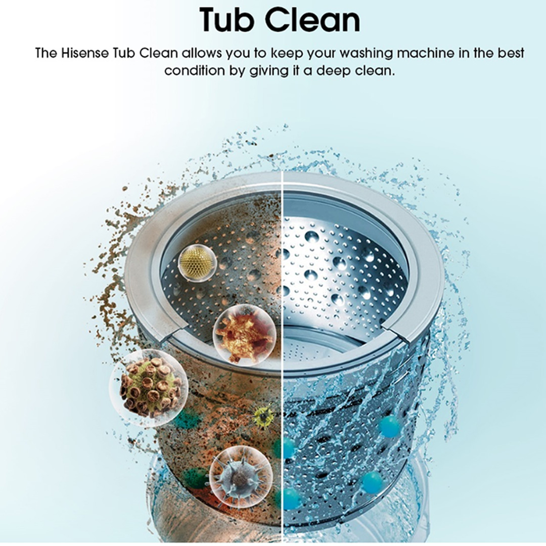 HISENSE 10.5KG Top Load Washing Machine with HIJAB Mode WTJA1101T | Bubble Clean | Soft-Close Tempered Glass | Air Dry | Delicates Mode | Double Magic Filter | Tub Clean | Double Water Flow | Washing Machine with 2 Year Warranty