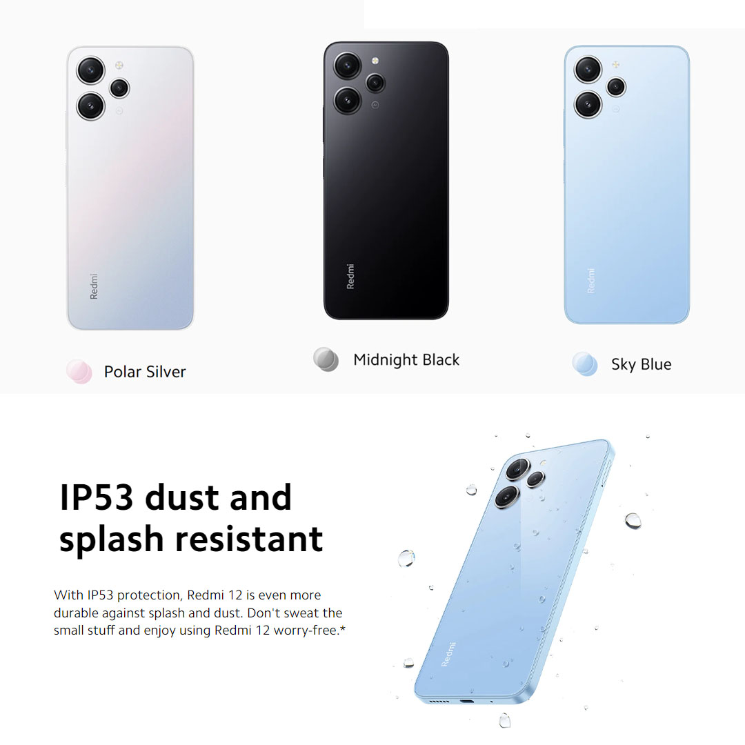 Xiaomi Redmi 12 | 8GB+256GB | IP53 Dust and Splash Resistant | 90Hz 6.79” FHD+ Display | MediaTek Helio G88 | Smartphone with 1 Year Warranty