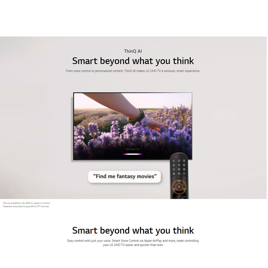 LG 65" 4K UHD Smart TV with AI ThinQ 65UQ8050PSB | AI Sound | Wi-Fi | Filmmaker Mode | Netflix | HDR | Smart TV with 2 Year Warranty