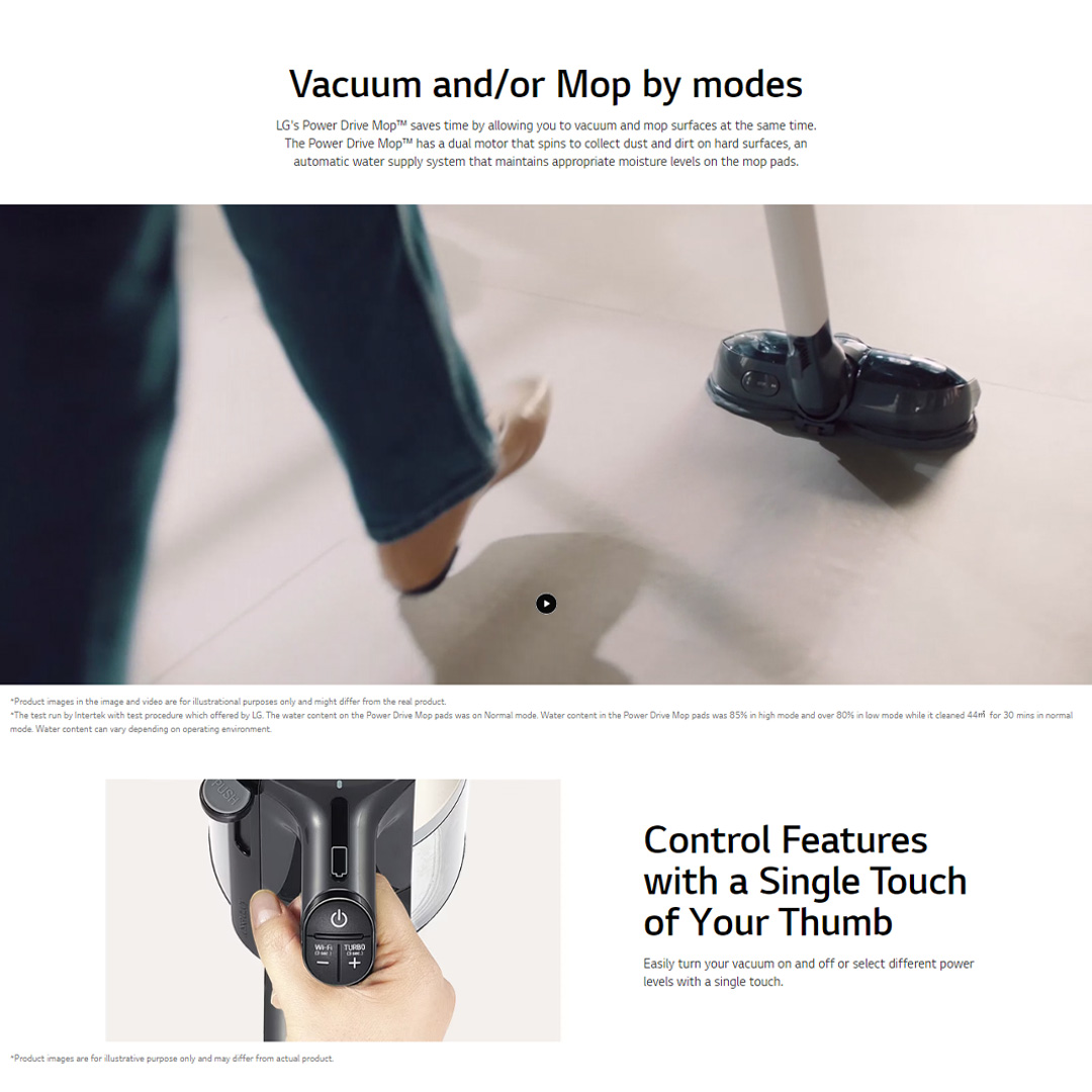 LG 590W CordZero A9Komp with All-in-One Tower Vacuum-Mop A9T-Max | Smart Inverter Motor | 5 step Filtration | Dual Battery Packs | Stick Vacuum with 2 Year Warranty