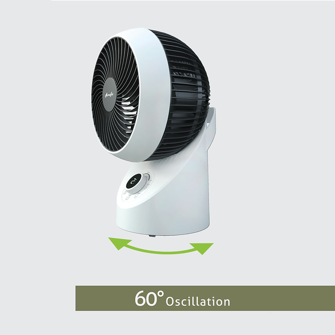 ALPHA 7" Desk Fan  MOTTO DESK FAN 360 G2 | 4 Fan Speed | Remote Control | Timer Off | Touch Panel | LED Display | Auto Swing | 360 Oscillation | Desk Fan with 1 Year Warranty