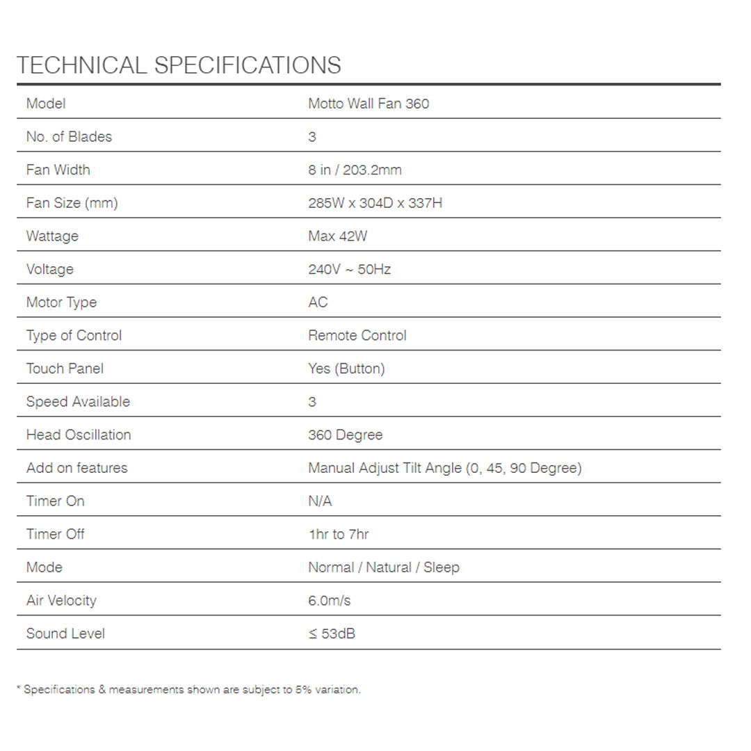 ALPHA 8" Wall Fan MOTTO WALL FAN 360 | Up & Down Manual Swing | 3 Fan Speed | 3 Blades | 360 Oscillation | Remote Comtrol | Touch Panel | 3 Mode Settings | Wall Fan with 1 Year Warranty