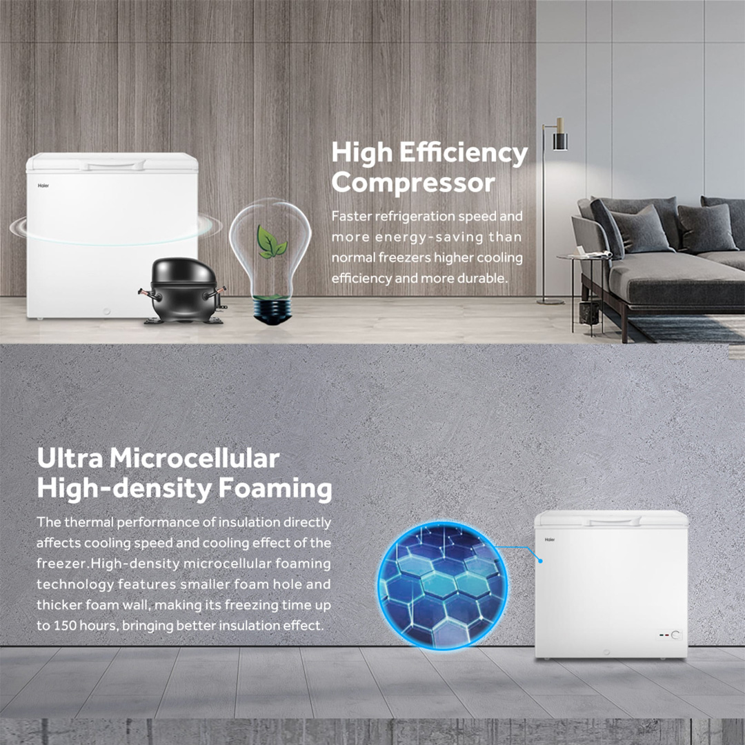 HAIER 142L Chest Freezer BD-188HMC | Double Effective Antibacterial | Fast Freeze Function | Energy Saving | Chest Freezer with 2 Year Warranty