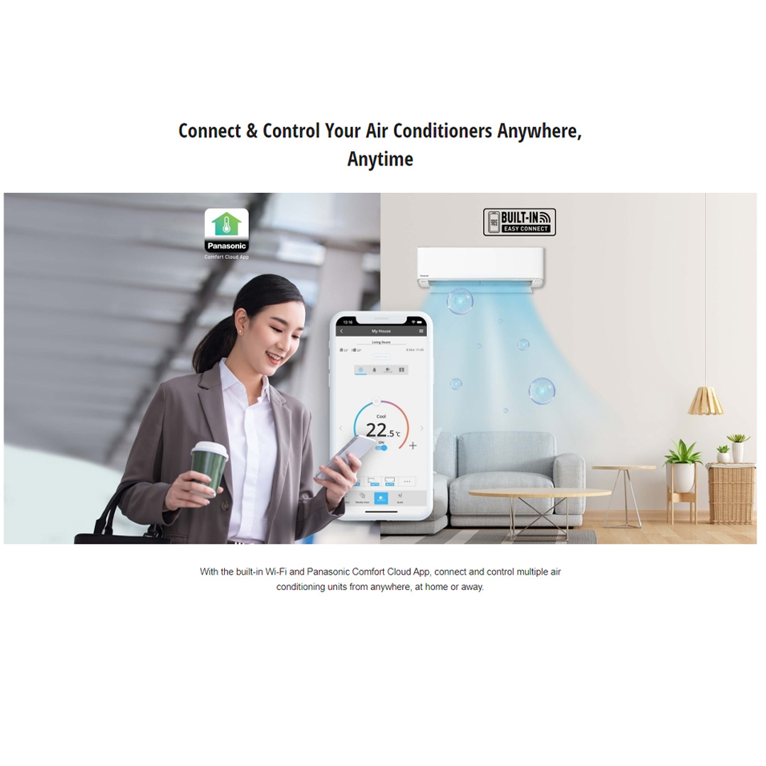 Panasonic 1HP R32 Premium Inverter Wall Mount Air Conditioner CS-XU10ZKH/CU-XU10ZKH | Connectivity and Control,Simplified | Clean&Fresh Environment Every Day | Connect&Control Your Air Conditioners Anywhere,Anytime | Air Conditioner with 2 Year Warranty