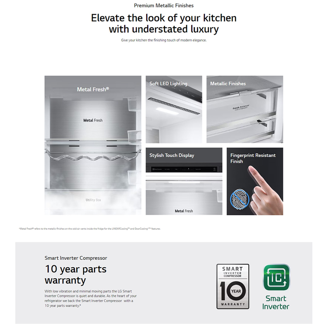 LG 384L Single Door Smart Inverter Refrigerator GC-B411FGPF | Door Cooling+™ | ThinQ (Wi-Fi) | Smart Diagnosis™ | Refrigerator With 1 Year Warranty