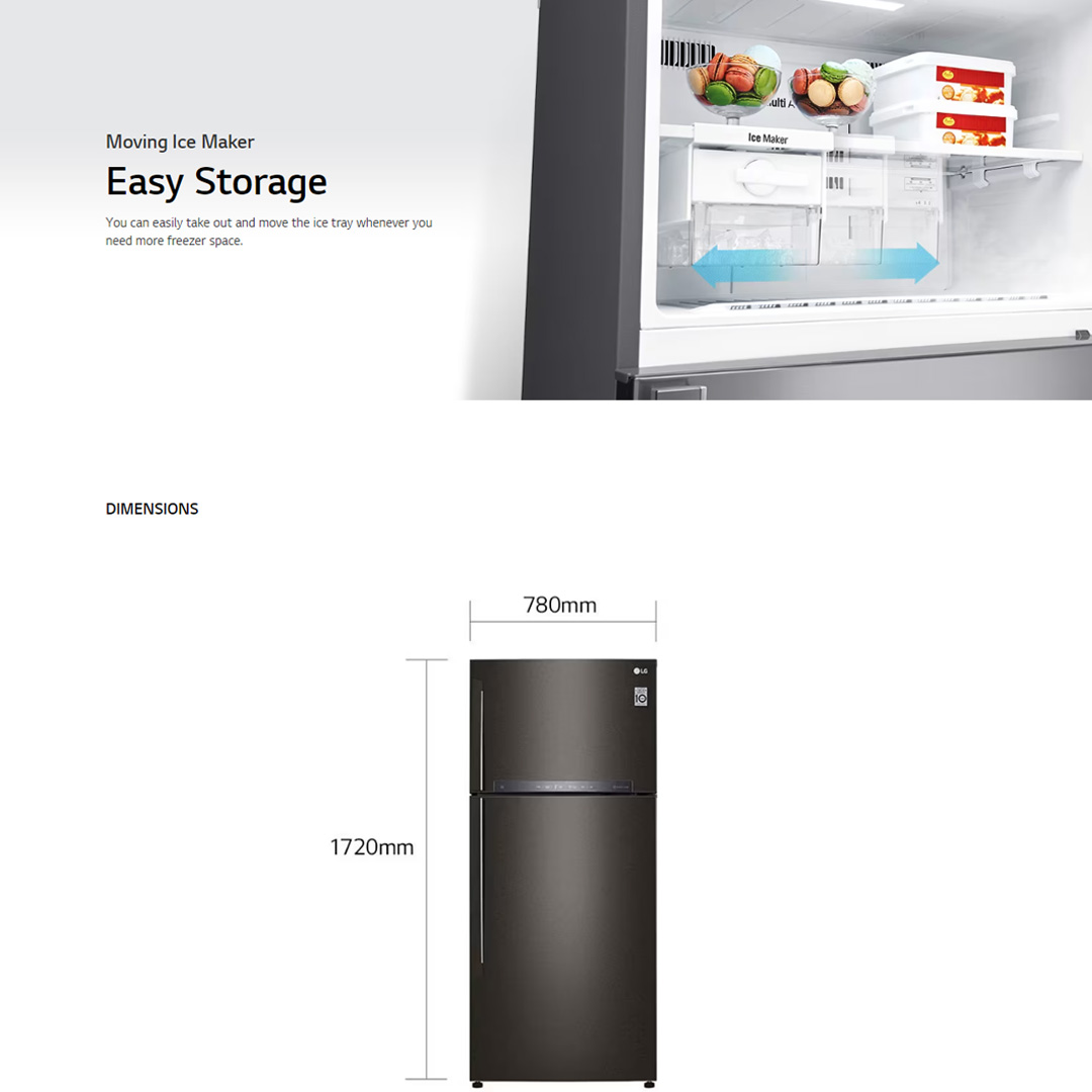 LG 516L 2 Doors Top Mount Smart Inverter Refrigerator GN-H602HXHM | Fresh 0 Zone | Touch LED Display | ThinQ | Refrigerator with 1 Year Warranty