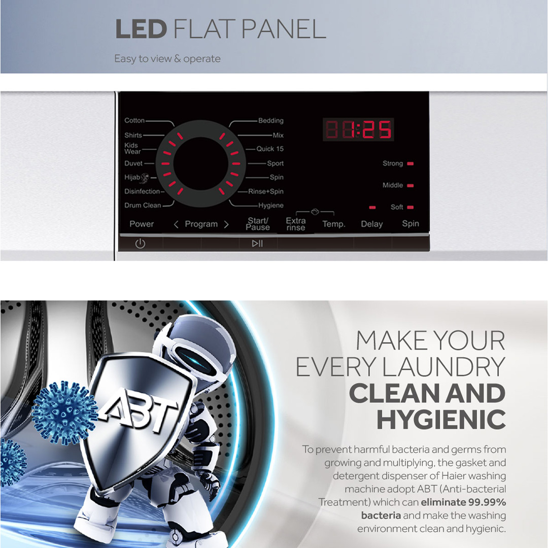 HAIER 10KG Front Load Super Inverter Washing Machine with HIJAB Mode HWM100-FD10829 | ABT | Auto Lock Door | Add Wash | Drum Clean | Quick Wash | Washing Machine with 2 Year Warranty