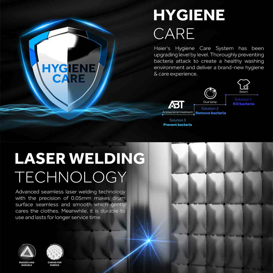 HAIER 10KG/6KG Front Load Super Inverter Washing Machine HWD100-BP14959S8 | ABT | Auto Lock Door | Add Wash | Drum Clean | Quick Wash | I-Refresh | Door Cover | Washing Machine with 2 Year Warranty