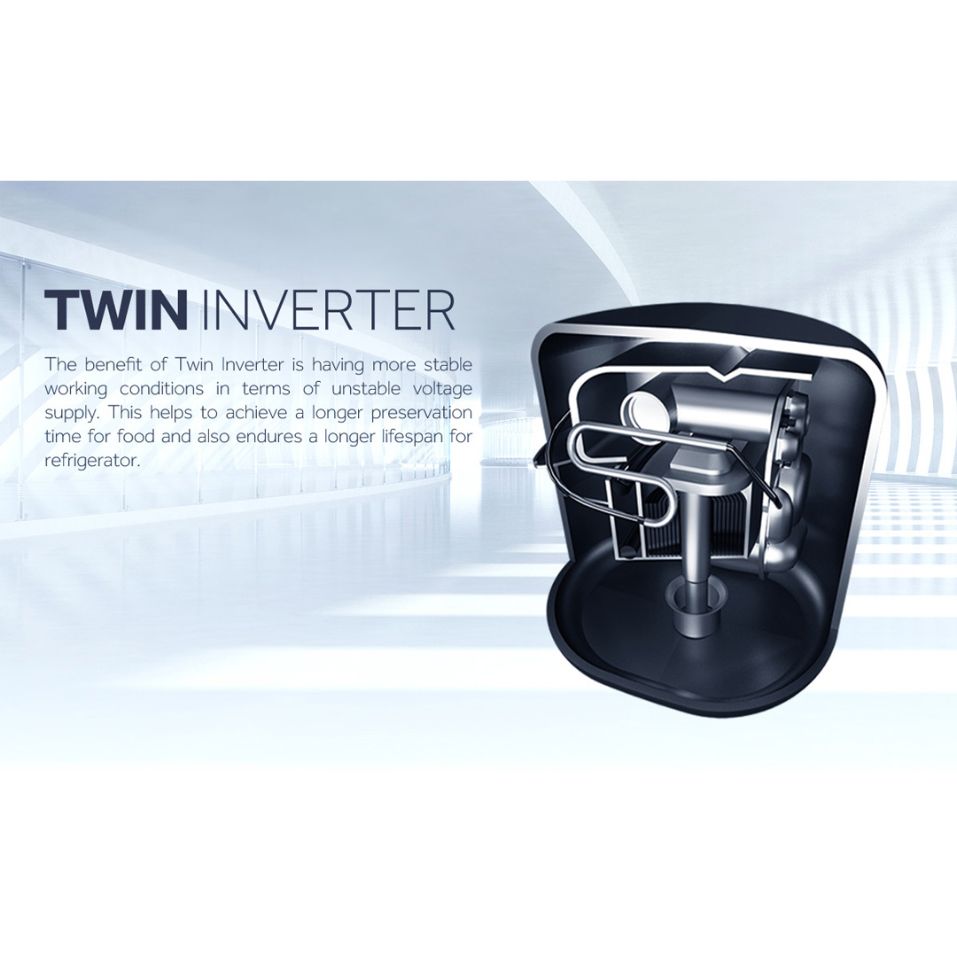 HAIER 340L 2 Doors Top Mount Twin Inverter Refrigerator HRF-389IHG | No Frost | LED Controller | Door Pocket | Ice Maker | Humidity Control | Vegetable Box | Refrigerators with 2 Year Warranty