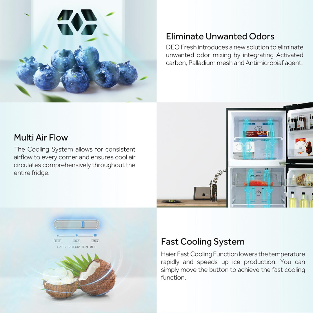 HAIER 418L 2 Doors Top Mount Twin Inverter Refrigerator HRF-418IHM | Fast Cooling System | Movable Twist Ice Maker | Flexible Shelves | Refrigerator with 2 Years Warranty