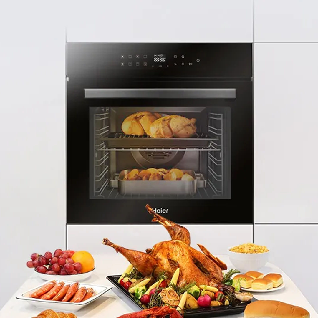 HAIER 76L Built-In Oven Black HO-XT10B | Precise Temperature Control | Triple Layer Glass | Huge Volume | Oven with 2 Year Warranty