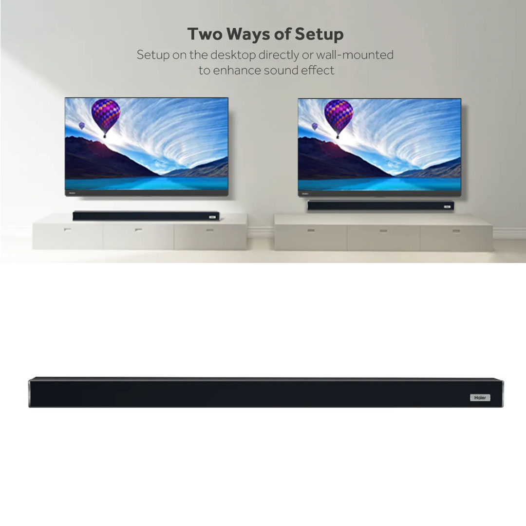 HAIER 120W Sound Bar HSD3A040B | Cinema Sound Effect | Independent Subwoofer | Easy Connection | HDMI ARC | Bluetooth |  Sound Bar with 1 Year Warranty