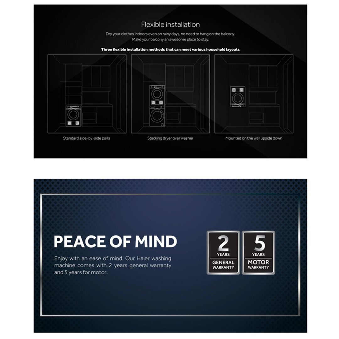 HAIER 7KG Vented Dryer HDV70E1 | Eliminate Bacteria | Sensor Dry | Knob control | Child Lock | Dryer with 2 Year Warranty