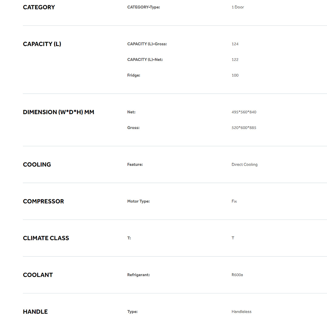 HAIER 124L Minibar HR-135H | Low Energy Consumption | LED Lighting | Direct Cooling | Refrigerator with 2 Year Warranty