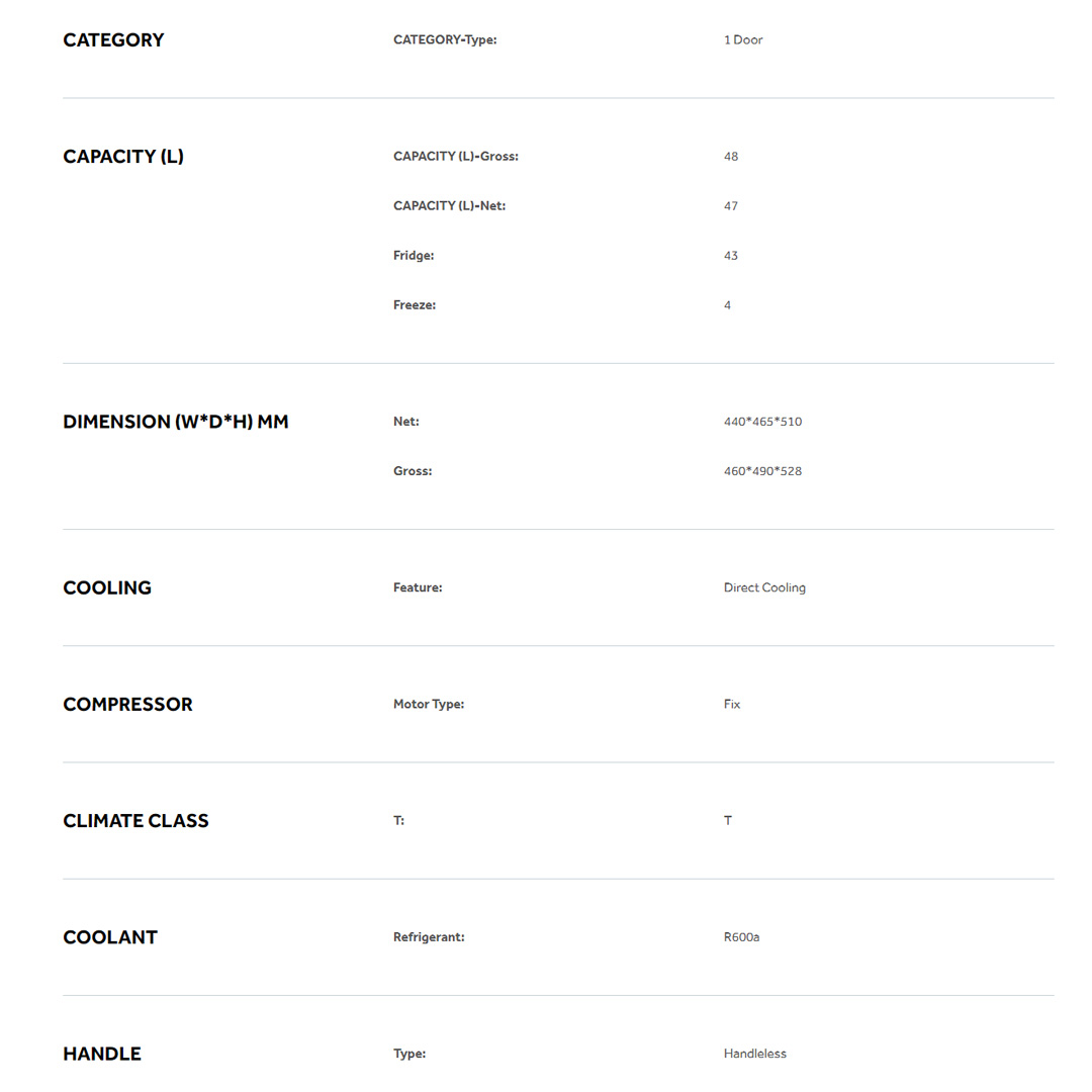 HAIER 48L Minibar HR-60H | Low Energy Consumption | LED Lighting | Direct Cooling | Minibar with 2 Year Warranty