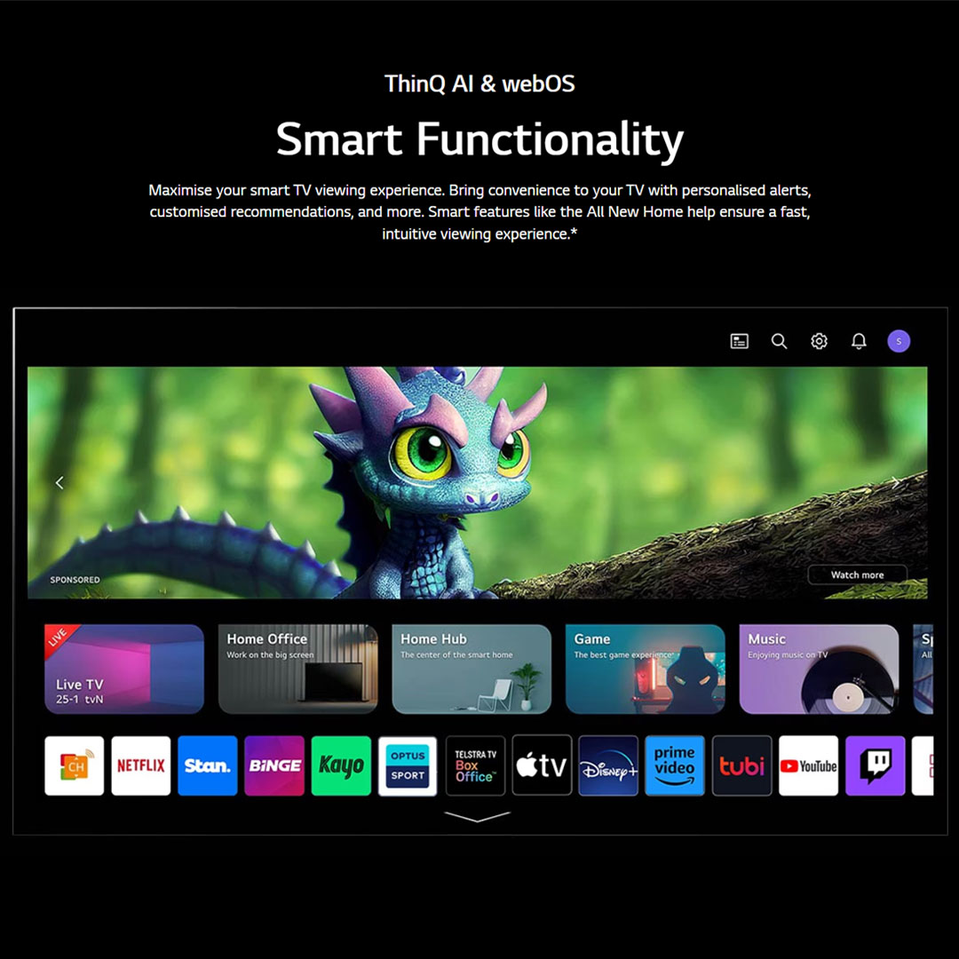 LG 86" 4K UHD Smart TV with AI ThinQ 86UR8050PSB | AI Sound | Wi-Fi | Filmmaker Mode | Netflix | HDMI | WebOS 23 |Smart TV with 2 Year Warranty