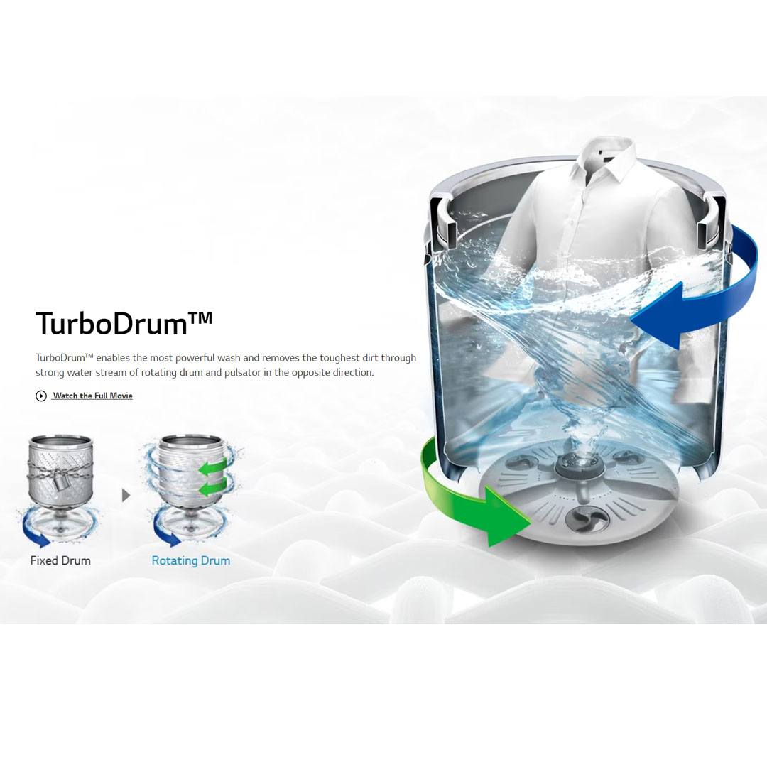 LG 8KG Top Load Smart Inverter Washing Machine T2108VS3M | Smart Motion | TurboDrum | Smart Diagnosis™ | Washing Machine with 1 Year Warranty