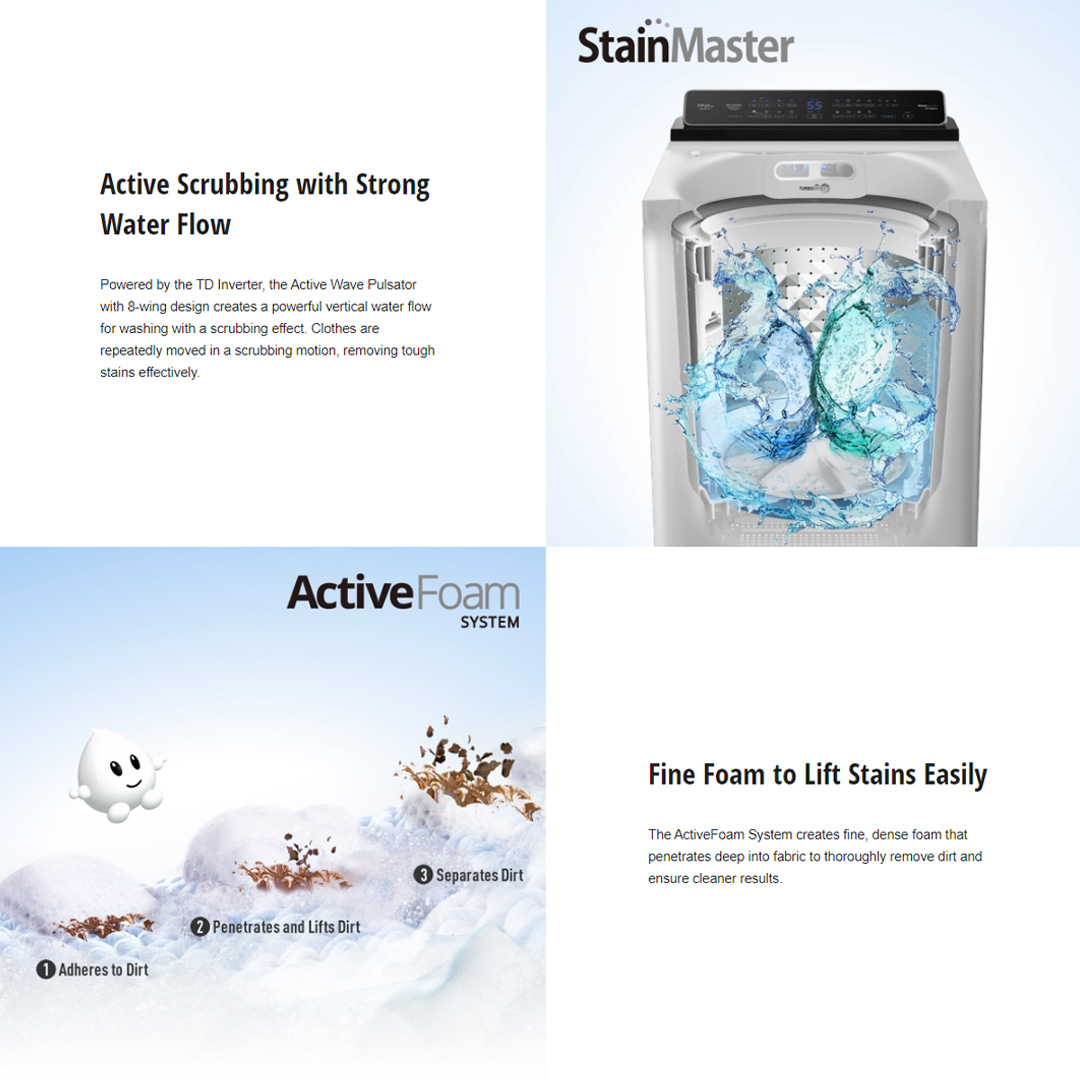 Panasonic 17KG Top Load Washing Machine NA-FD17X1HRT | Fine Foam to Lift Stains Easily | Powerful Water Blasts Stains Away | Deep Clean for More Hygienic Washing | Powerful Wash with Less Energy | Washing Machine with 1 Year Warranty