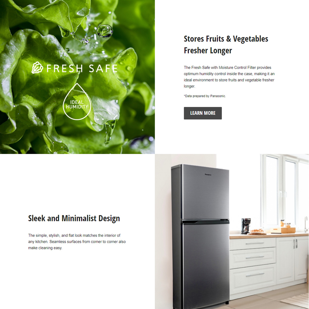 Panasonic 262L 2 Doors Top Mount Inverter Refrigerator with AI ECONAVI NR-TV261APSM | Hygienic Storage with Blue Ag | Clean Air Surrounds Your Food | Cost Saving with Optimum Cooling According to Your Lifestyle | Refrigerator with 1 Year Warranty