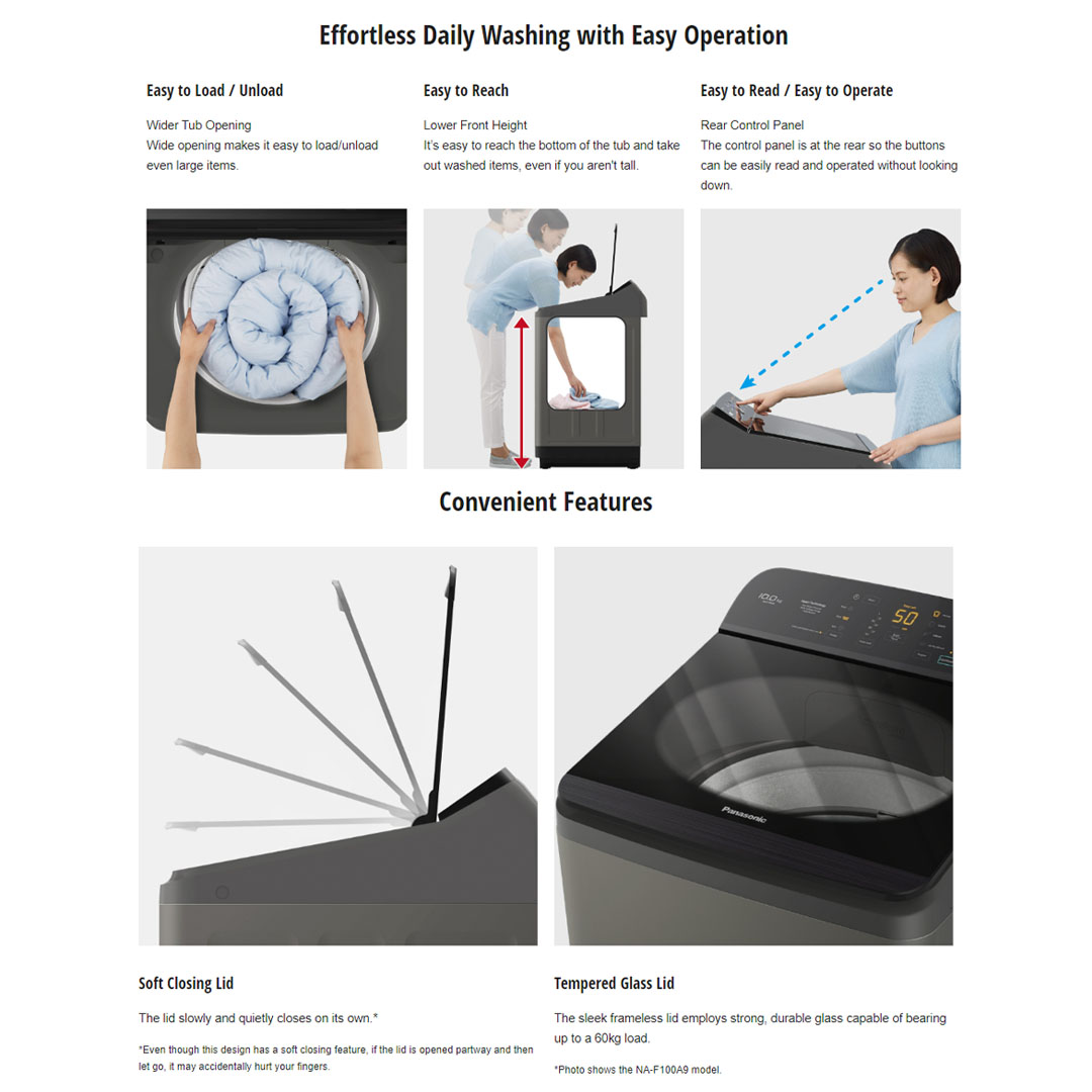 Panasonic 9KG Top Load Washing Machine For Stain Care  NA-F90A9DRT | 7 Programs | Soft Closing |  Auto Restart | Auto Tub Clean | Speedy | Washing Machine with 1 Year Warranty
