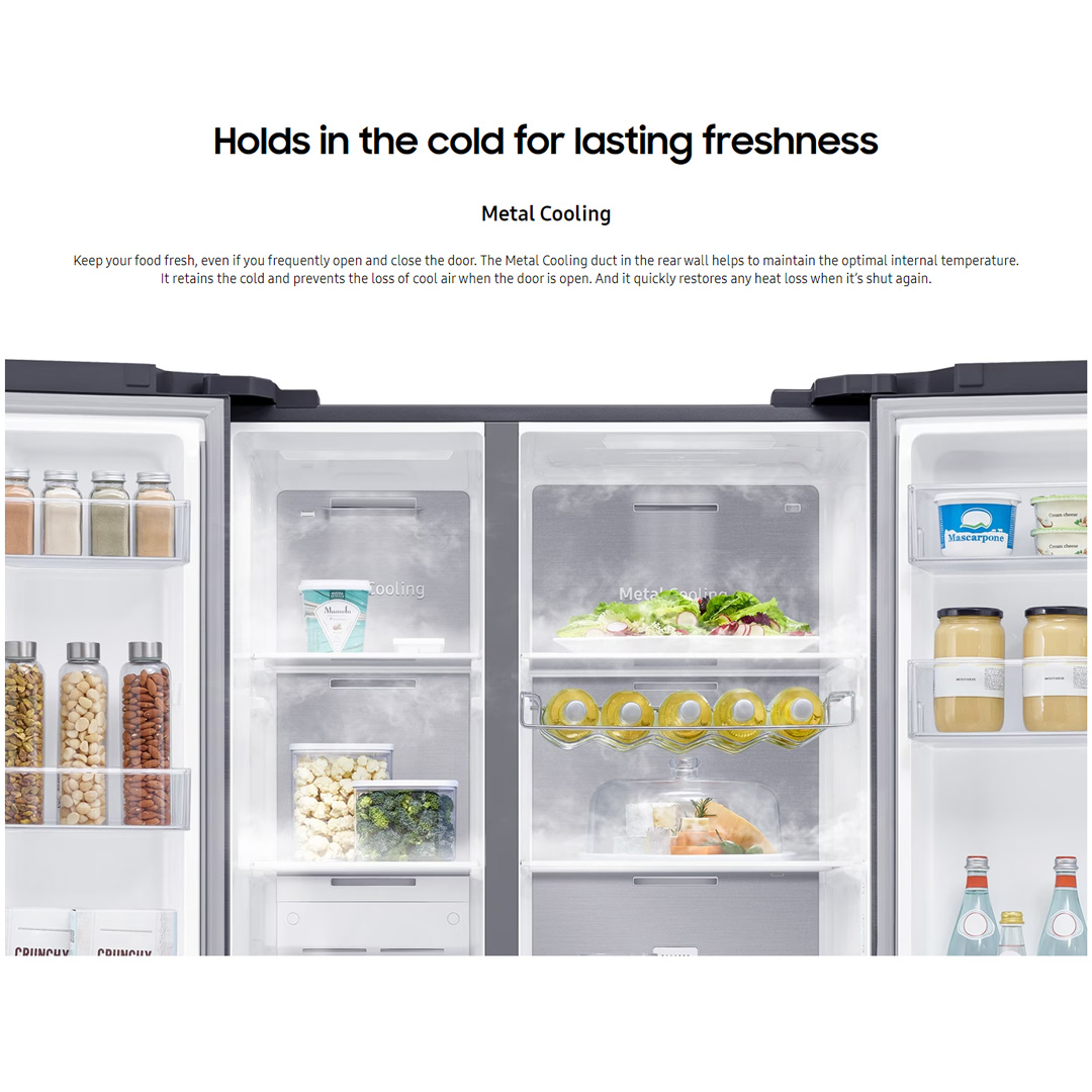 SAMSUNG 680L Side by Side Digital Inverter Refrigerator with All-around Cooling and SpaceMax RS62R5031SL/ME | Power Cool | Power Freeze | Metal Cooling | Deodorizing Filter | Refrigerator with 1 Year Warranty