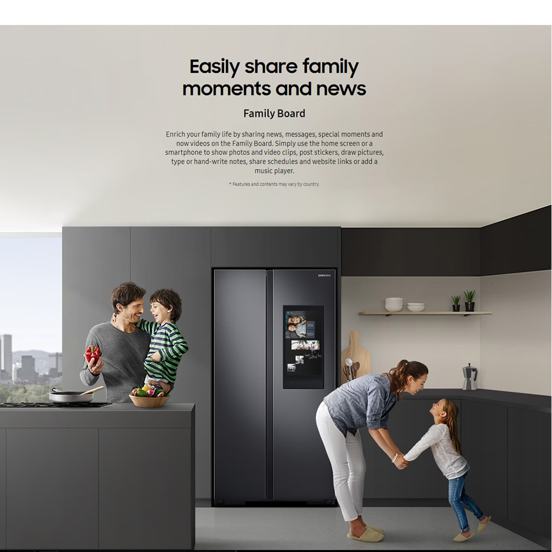 SAMSUNG 661L Side by Side Digital Inverter Refrigerator with Family Hub RS62T5F01B4/ME | View Inside | Smart View | TuneIn/Spotify | Internet | Refrigerator with 1 Year Warranty