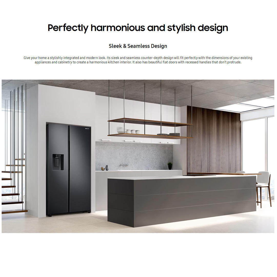 SAMSUNG 660L Side by Side Digital Inverter Refrigerator with SpaceMax RS64R5101B4/ME | Power Cool | Power Freeze | Auto Ice Maker | Deodorizing Filter | Refrigerator with 1 Year Warranty