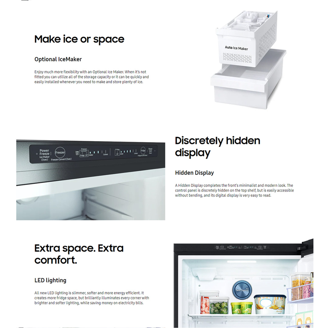 SAMSUNG 580L 2 Doors Top Mount Digital Inverter Refrigerator with Twin Cooling Plus RT18M6211S9/ME | FlexZone™ | Optional IceMaker | Reversible Door | Twin Cooling Plus™ | Refrigerator with 1 Year Warranty